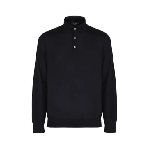 Zegna Long Sleeve Knitted Polo Shirt