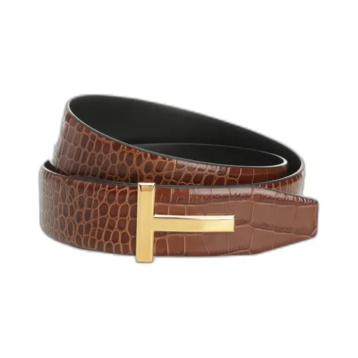 Crocodile-Patterned Double-Sided T-Belt