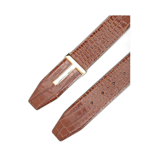 Crocodile-Patterned Double-Sided T-Belt