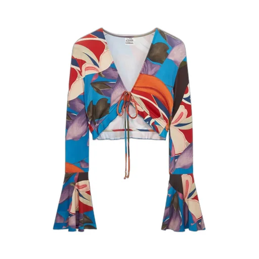 Floral Print Tie-Front Blouse