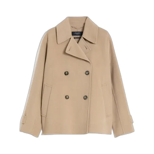 Double-Breasted Wool Blend Coat