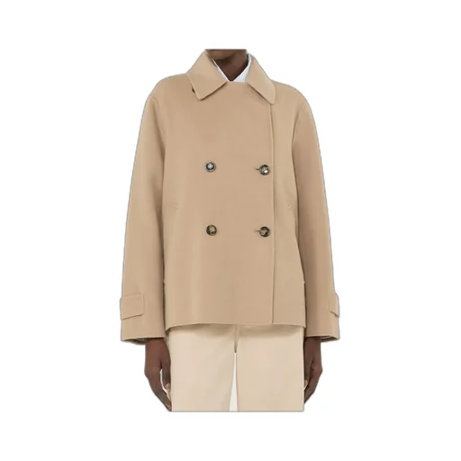 Double-Breasted Wool Blend Coat