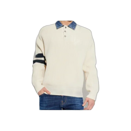 Dsquared2 Striped Sleeve Ribbed-Knit Polo Shirt