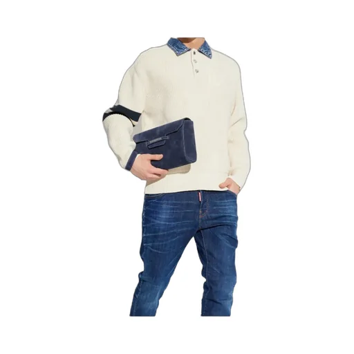 Dsquared2 Striped Sleeve Ribbed-Knit Polo Shirt