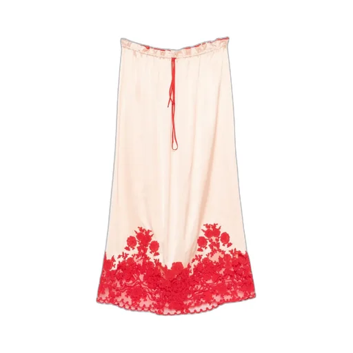 Floral-Lace Midi Skirt