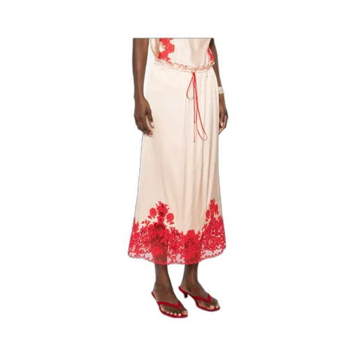 Floral-Lace Midi Skirt