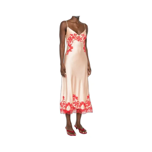 Floral-Embroidered Midi Dress