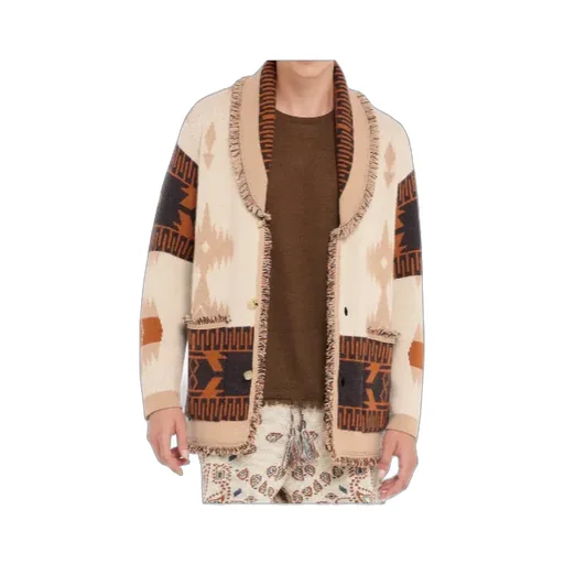 Icon Jacquard Fringed Cardigan