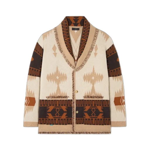 Icon Jacquard Fringed Cardigan