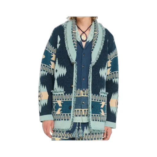 Icon Jacquard Fringed Cardigan