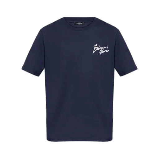 Balmain Logo Brush Printed Crewneck T-Shirt