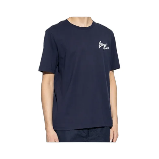 Balmain Logo Brush Printed Crewneck T-Shirt