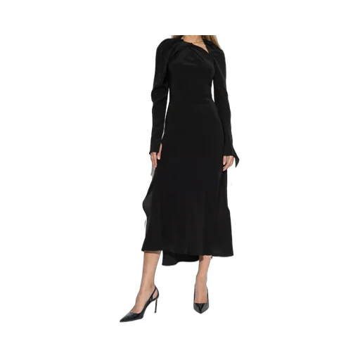 Long-Sleeve Twisted Midi Dress