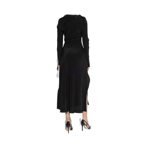 Long-Sleeve Twisted Midi Dress