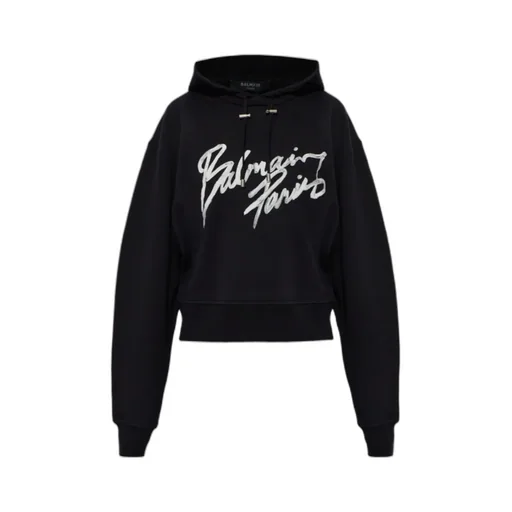 Balmain Logo Printed Drawstring Hoodie