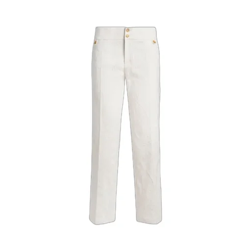 Flared Cotton-Blend Jacquard Trousers With Paisley Foliage Motif