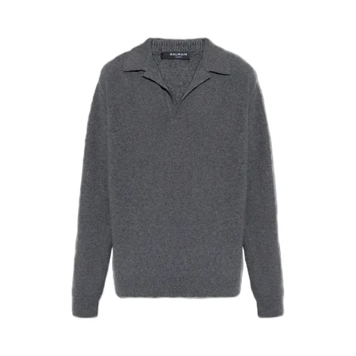Balmain Collared Knit Long-Sleeve Sweater