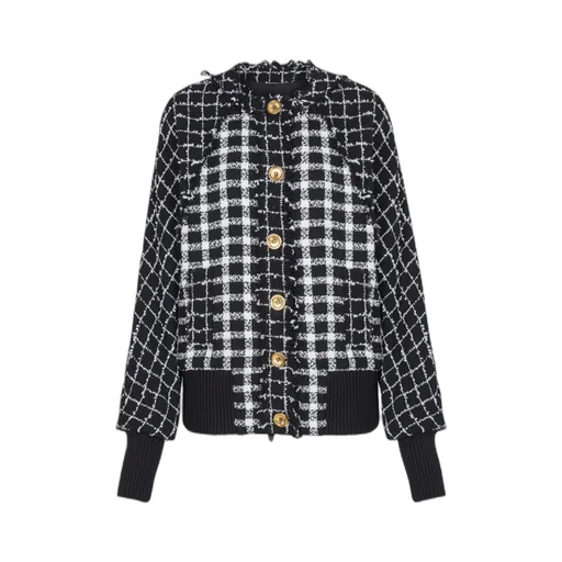 Balmain Tweed Oversized Bomber Jacket