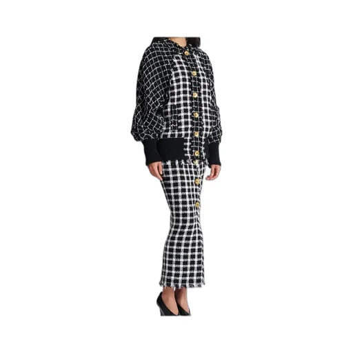 Balmain Tweed Oversized Bomber Jacket