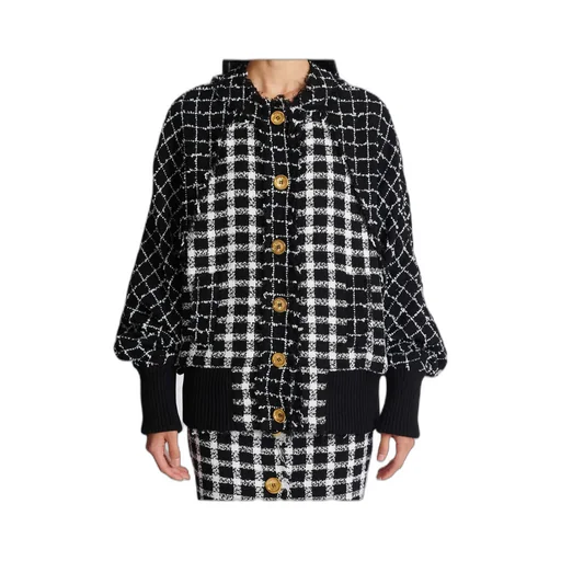 Balmain Tweed Oversized Bomber Jacket