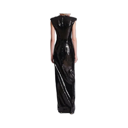 Balmain Embellished Detail Long Draped Sequin Dress
