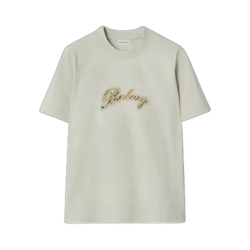 Burberry Logo Embroidered Checked Crewneck T-Shirt