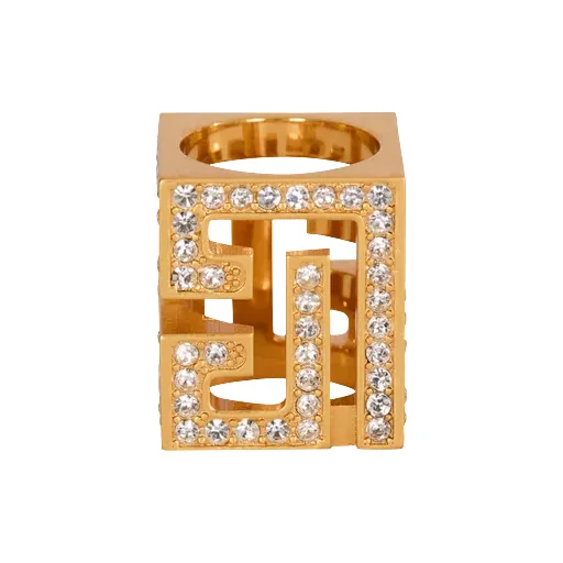 Balmain Embellished Cube Ring