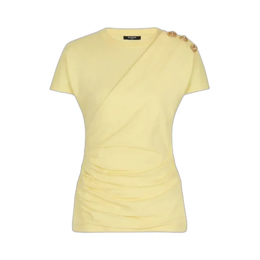 Balmain Buttons Draped T-Shirt