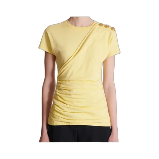 Balmain Buttons Draped T-Shirt