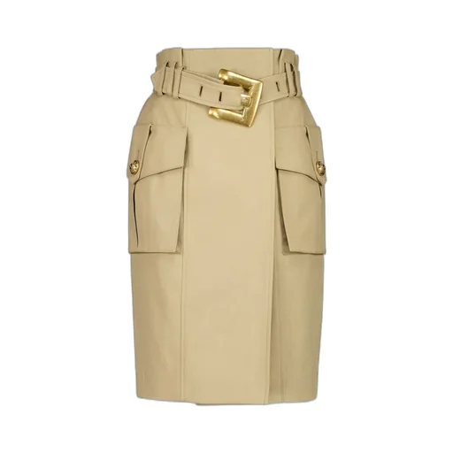 Balmain Gabardine Wrap Midi Skirt