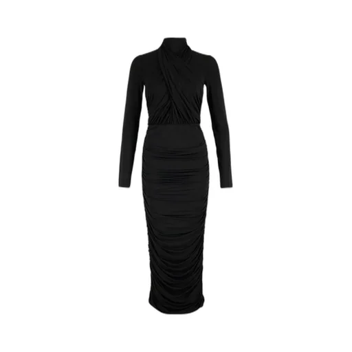 Balmain Pleated Jersey Midi Dress