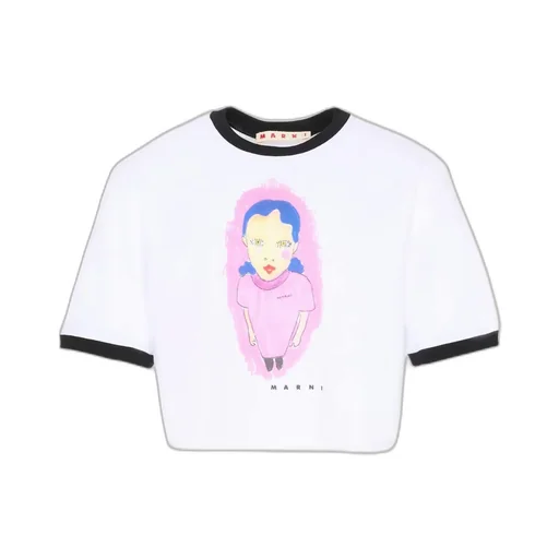 Marni Kids Graphic Printed Crewneck Cropped T-Shirt