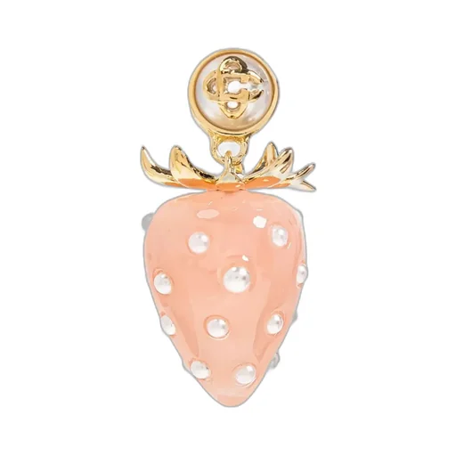 Strawberry-Motif Pearl Earrings
