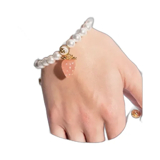 Strawberry Charm Beaded Bracelet