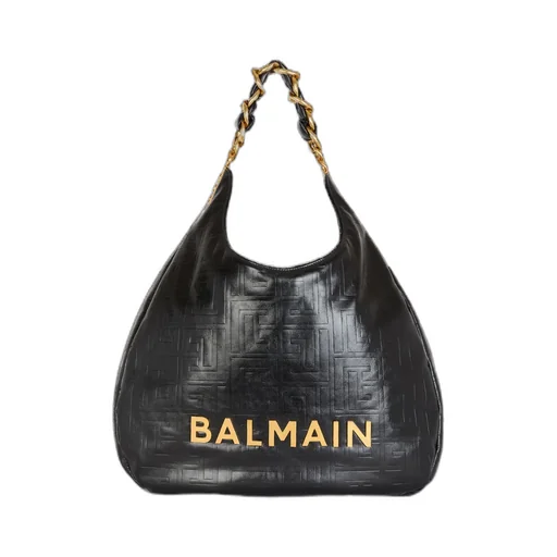 Balmain 1945 Soft Hobo Crinkled Tote Bag
