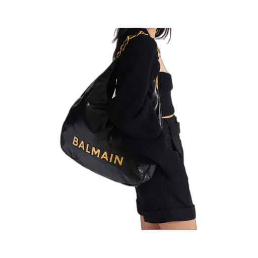 Balmain 1945 Soft Hobo Crinkled Tote Bag