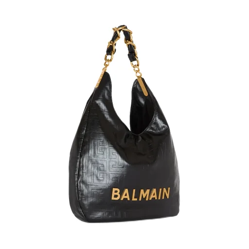Balmain 1945 Soft Hobo Crinkled Tote Bag