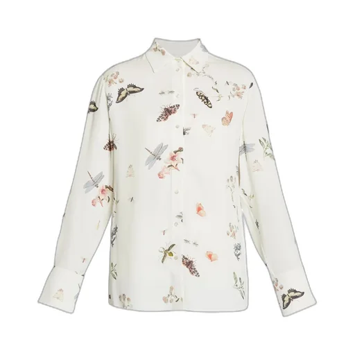 Printed Crepe Long Sleeve Shirt