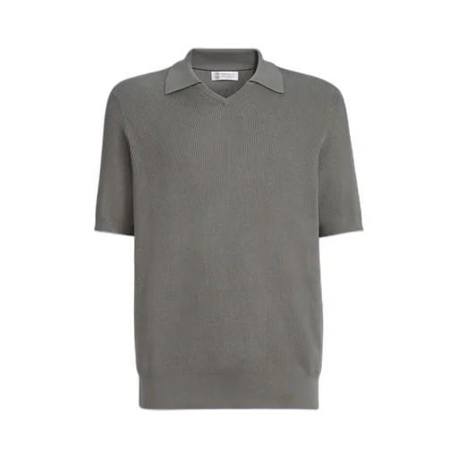 Brunello Cucinelli Fine-Knitted Ribbed Polo Shirt