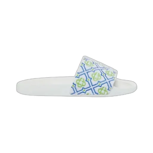 White Monogram Pool Slides