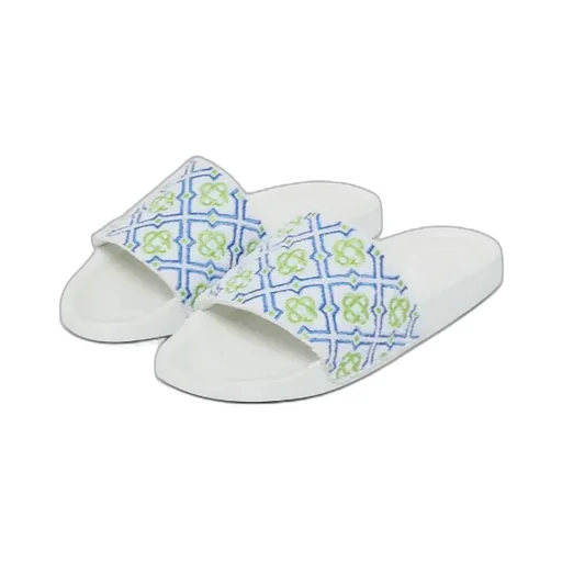 White Monogram Pool Slides