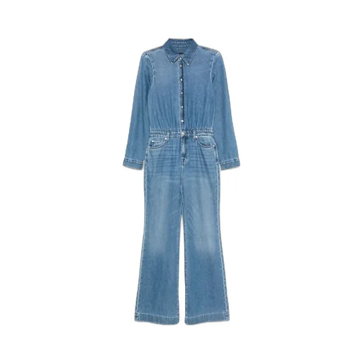 Long-Sleeved Denim Jumpsuit