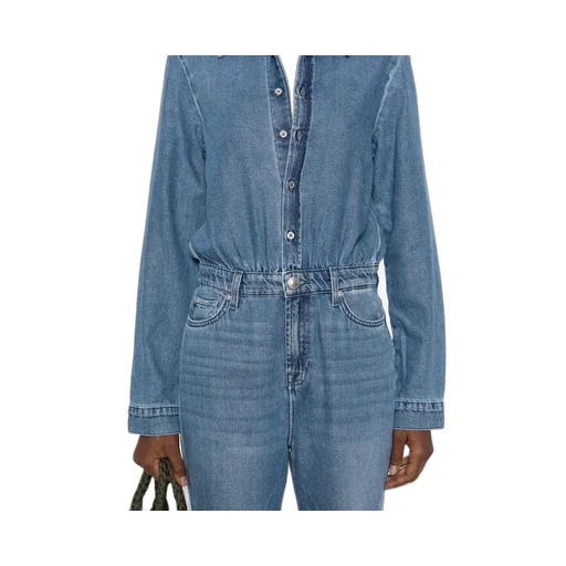 Long-Sleeved Denim Jumpsuit