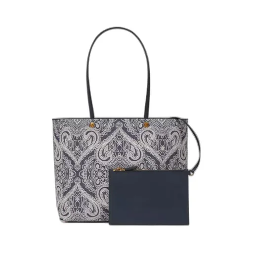 Paisley-Print Open-Top Tote Bag