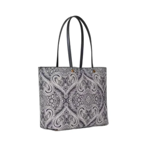 Paisley-Print Open-Top Tote Bag