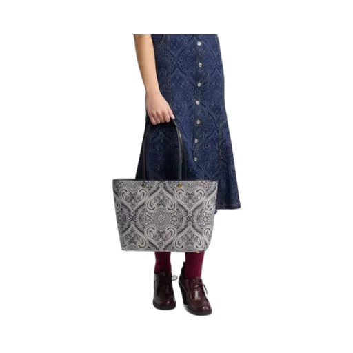 Paisley-Print Open-Top Tote Bag