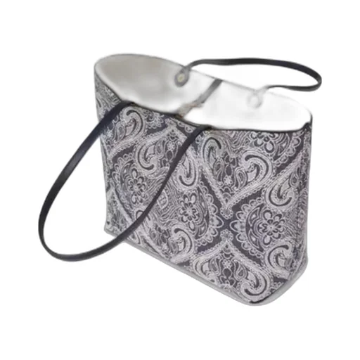 Paisley-Print Open-Top Tote Bag