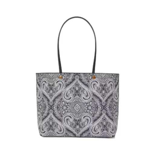 Paisley-Print Open-Top Tote Bag