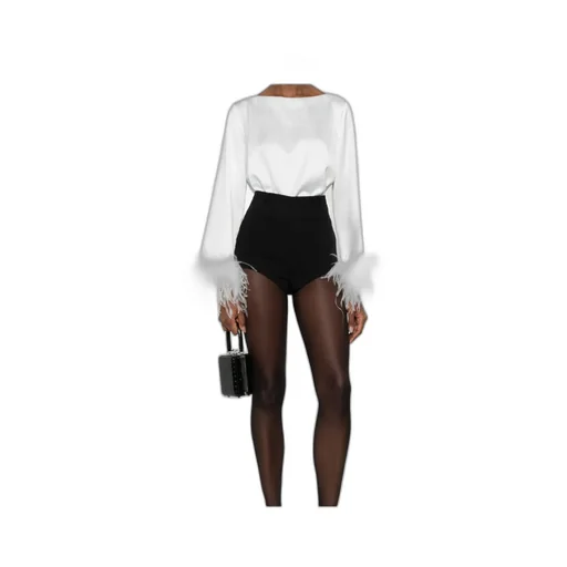 Feather-Trim Blouse