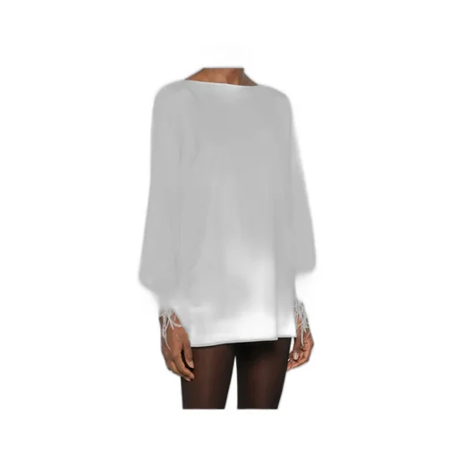 Feather-Trim Blouse